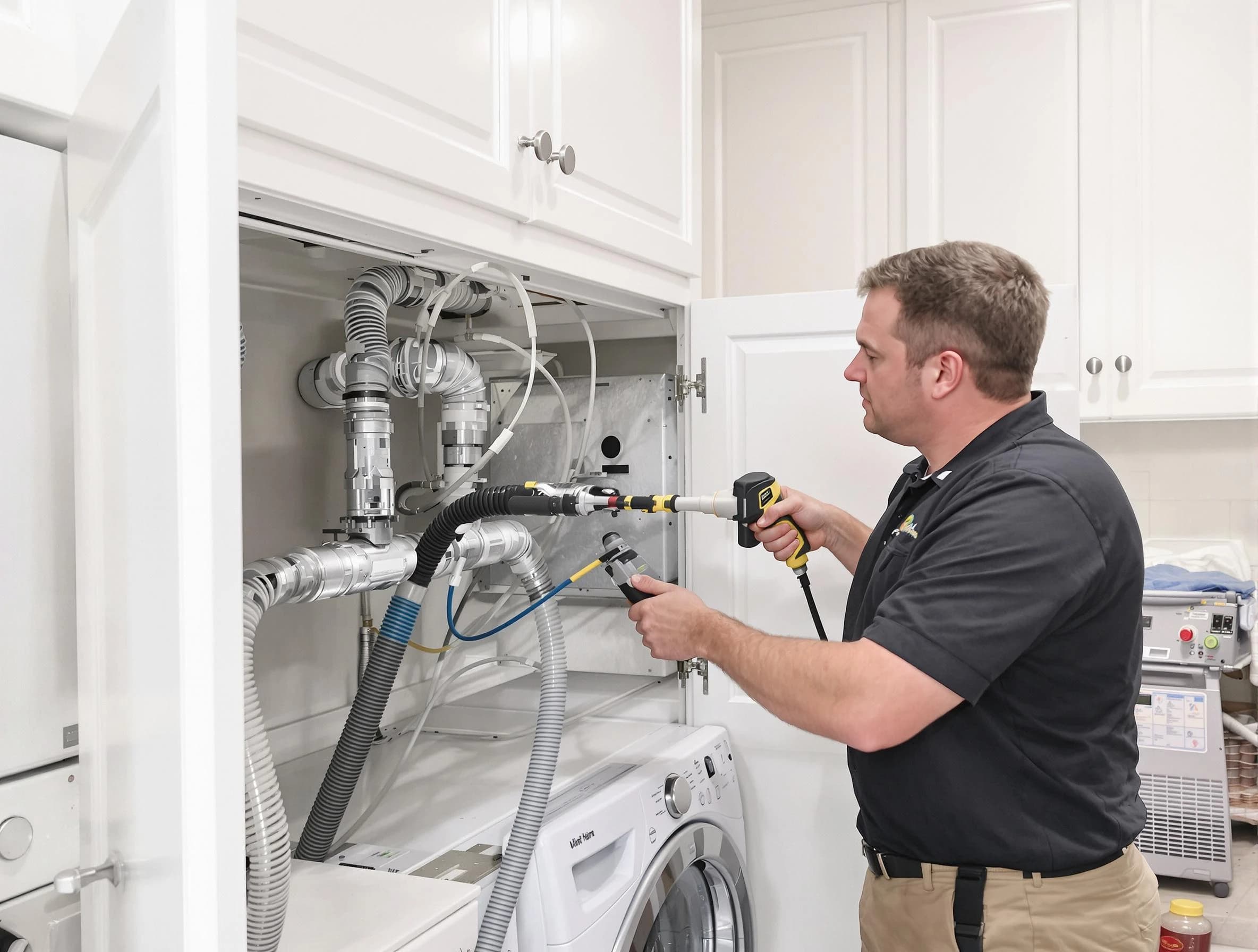 Fredericksburg Dryer Vent Cleaning professional removing severe blockage from a clogged dryer vent in Fredericksburg