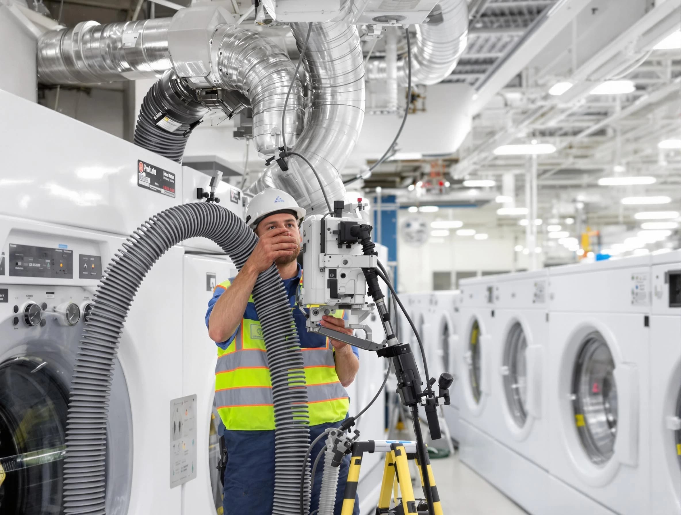 Fredericksburg Dryer Vent Cleaning team performing commercial-grade dryer vent cleaning at a business facility in Fredericksburg