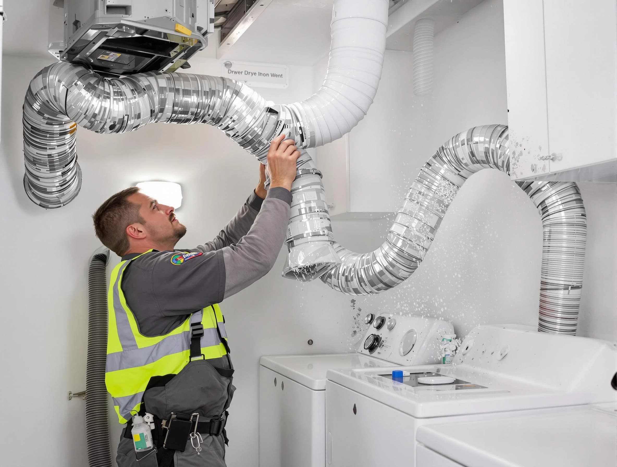 Fredericksburg Dryer Vent Cleaning technician performing detailed dryer exhaust vent cleaning at a home in Fredericksburg
