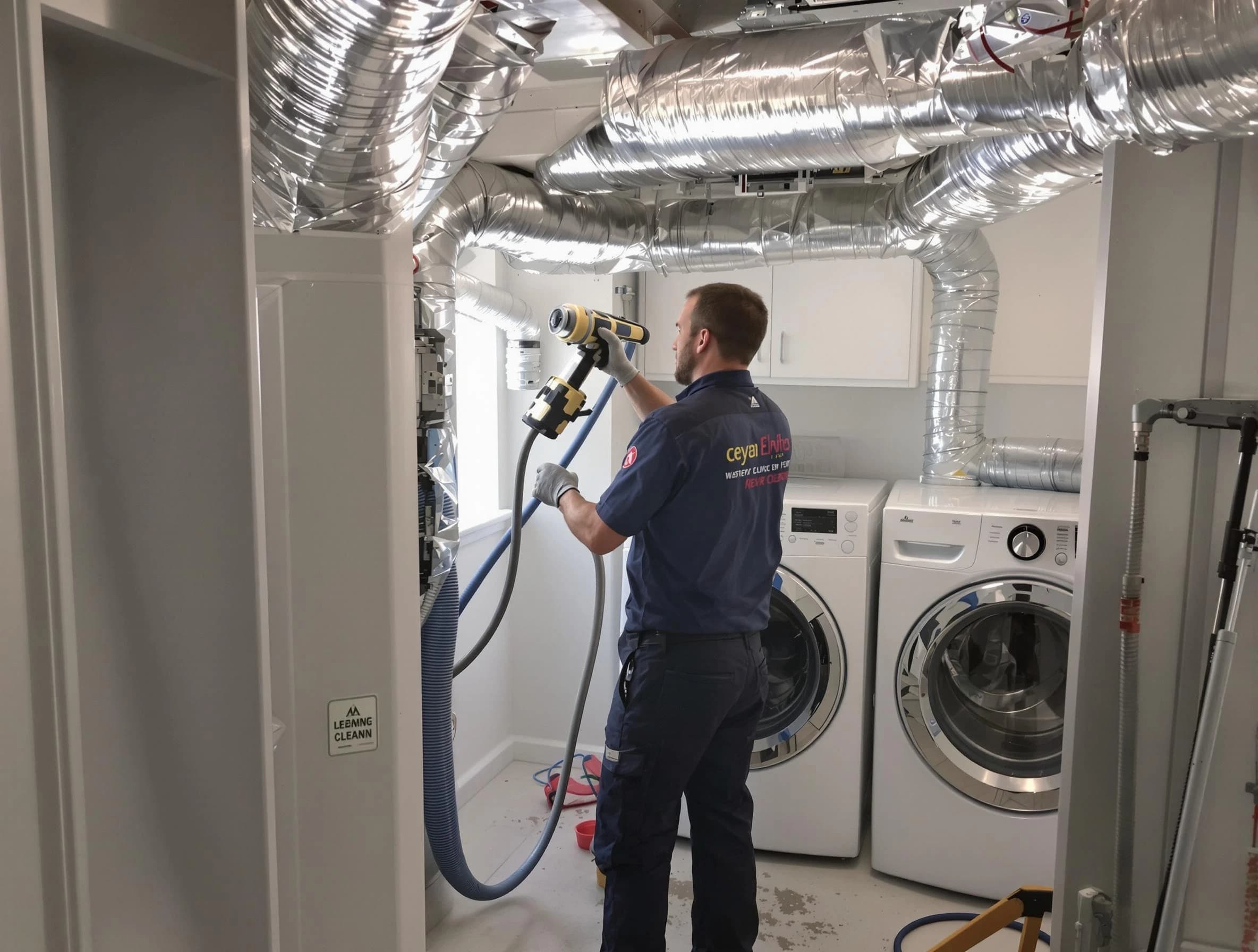 Fredericksburg Dryer Vent Cleaning specialist using advanced equipment for thorough duct cleaning in Fredericksburg