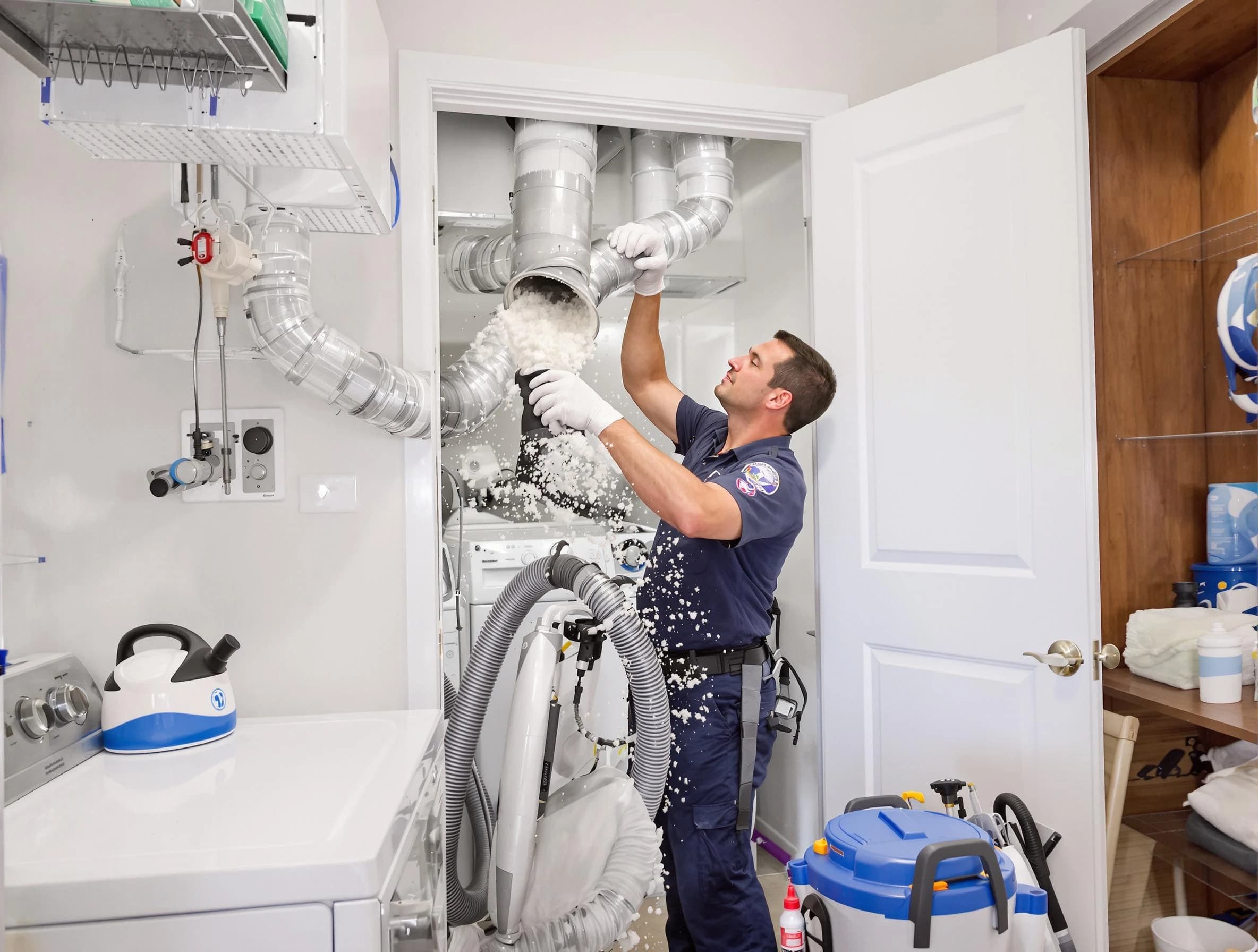 Fredericksburg Dryer Vent Cleaning technician delivering thorough residential dryer vent cleaning service in Fredericksburg