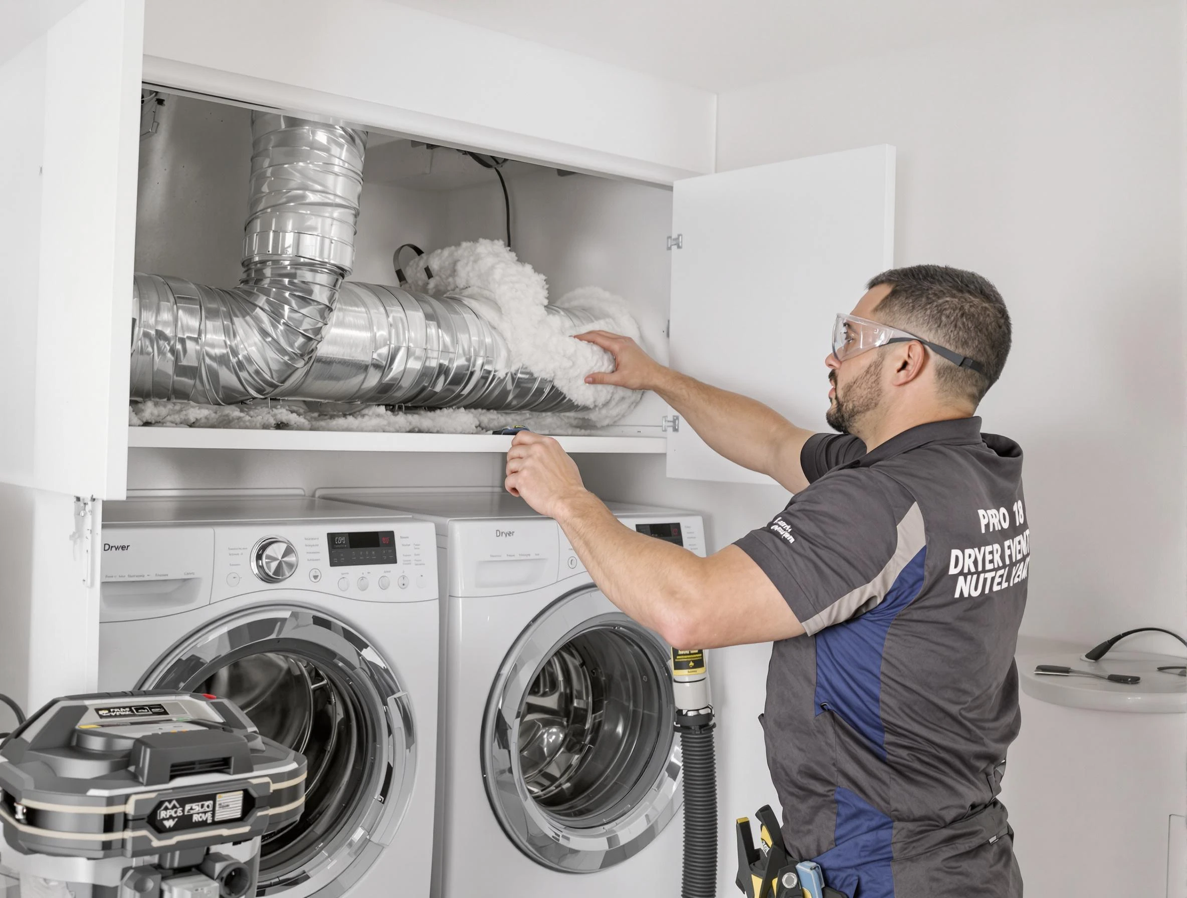 Fredericksburg Dryer Vent Cleaning certified technician performing specialized gas dryer vent cleaning in Fredericksburg